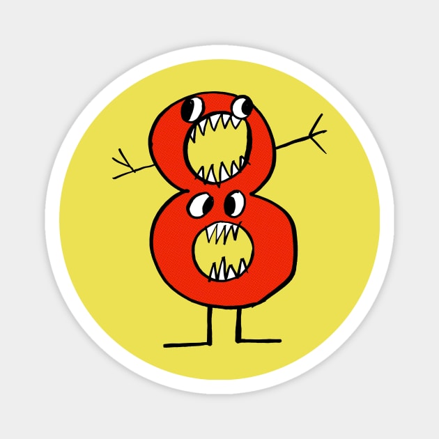 Monster Number 8 in red - happy eighth birthday! Magnet by heyK